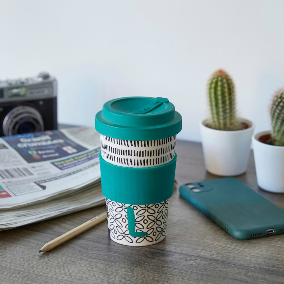 image 1 of KitchenCraft 410ml Bamboo A to Z Letter "L" Reuseable Mug | Multi