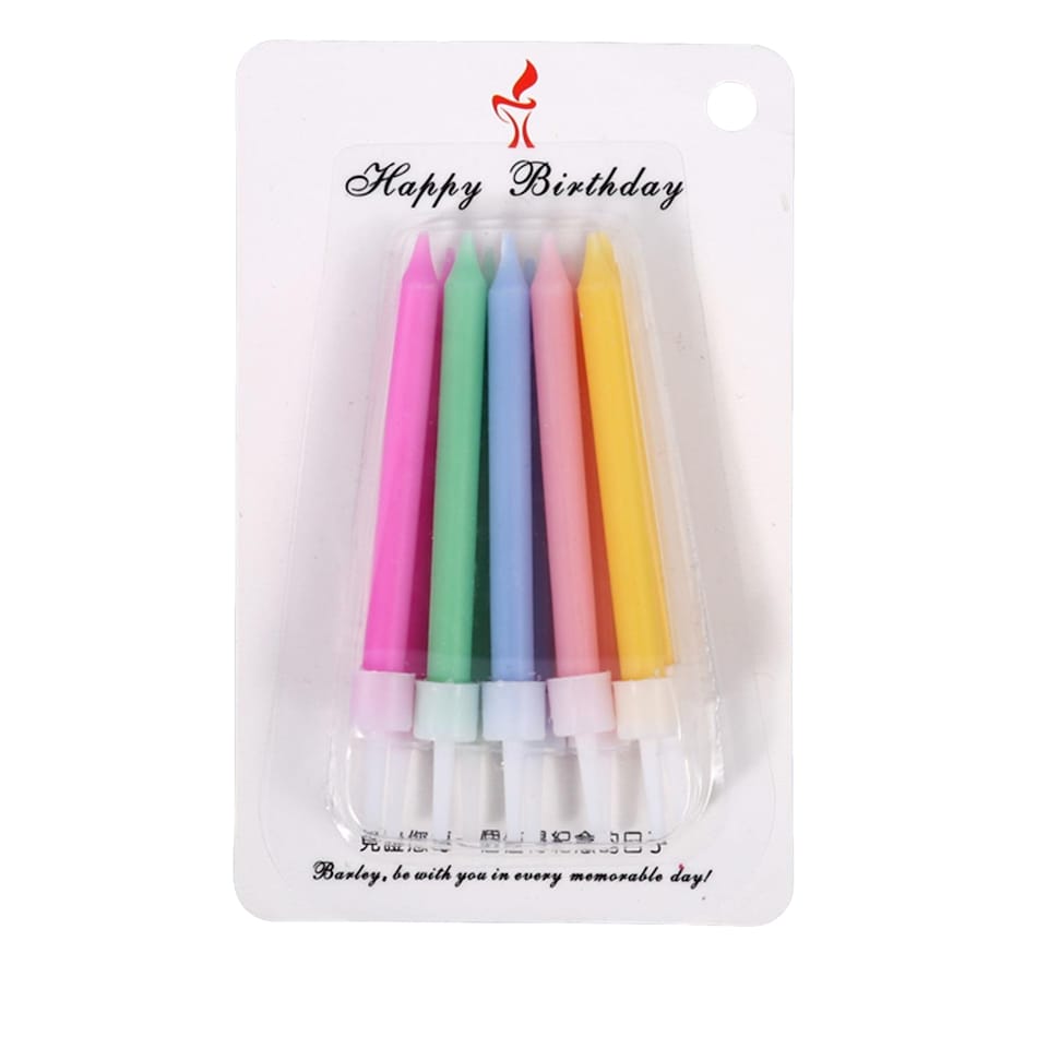 image 1 of Pack of 10 Multicolor Light Body Pins Candles With Thread Pillar