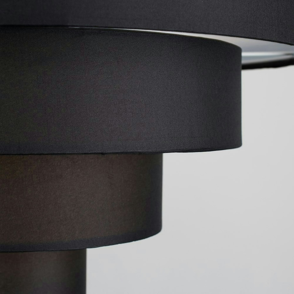 image 1 of ValueLights Pair Modern 4 Tier Black Fabric Ceiling Pendant Shades | Black