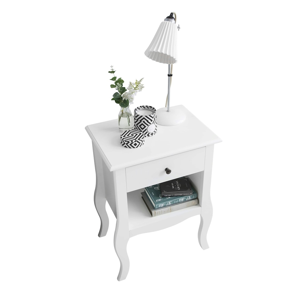 image 1 of Camille Bedside Table 1 Drawer in Classic White