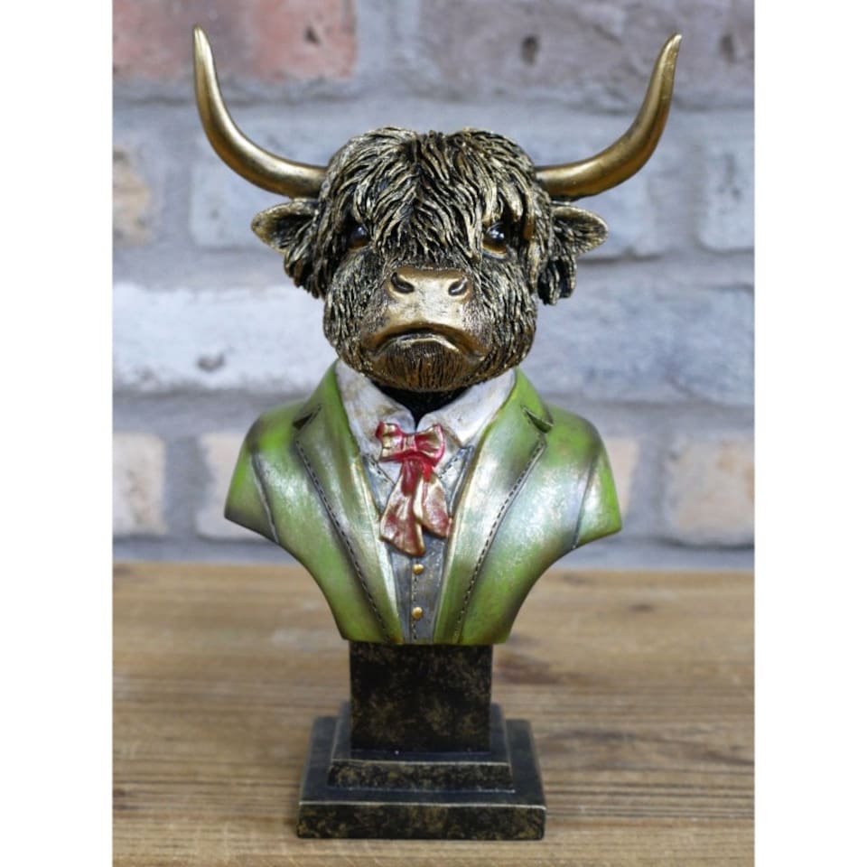 image 1 of Gifts Direct 2 U Gold Highland Cow Bust Ornament Gold