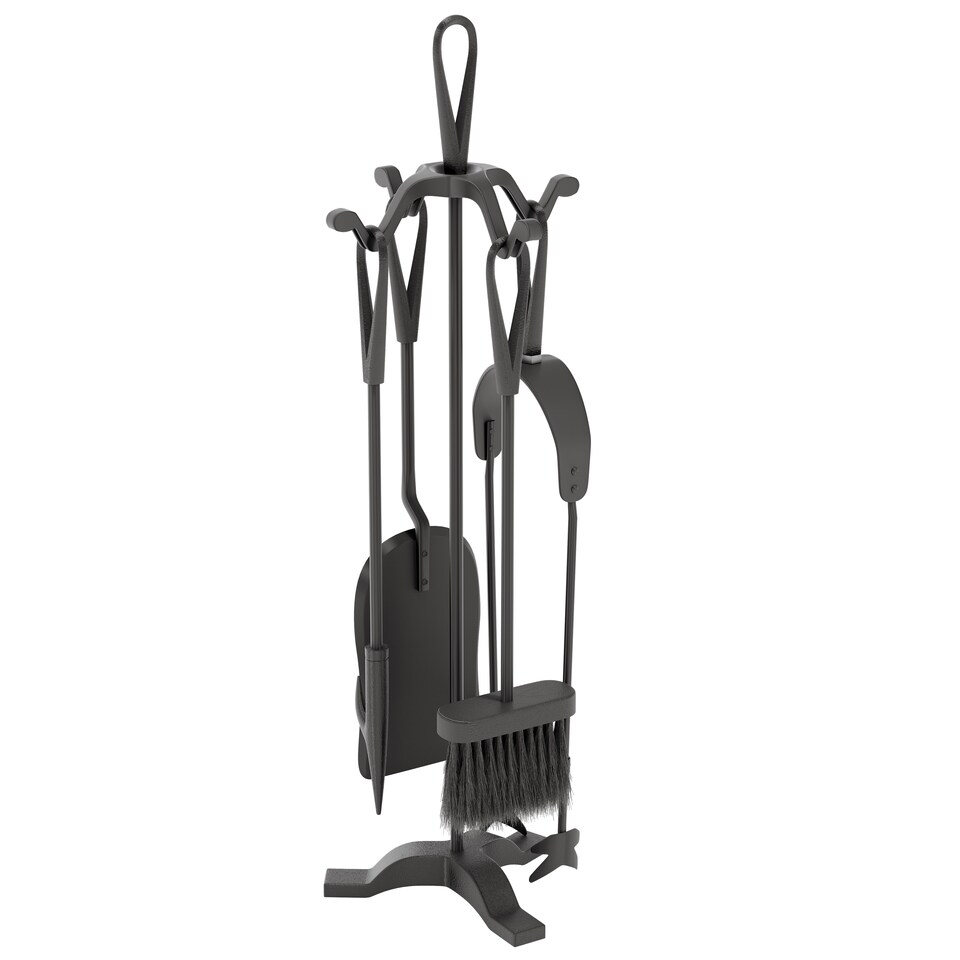image 1 of Fire Vida 5 Piece Buxton Companion Set Fireside Fireplace Accessory, Black