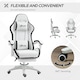 image 6 of Vinsetto Computer Gaming Chair, PU Leather Office Desk Chair with Footrest, Swivel Wheels, 135 Reclining Back, Lumbar Support, Headrest for Home, White and Black