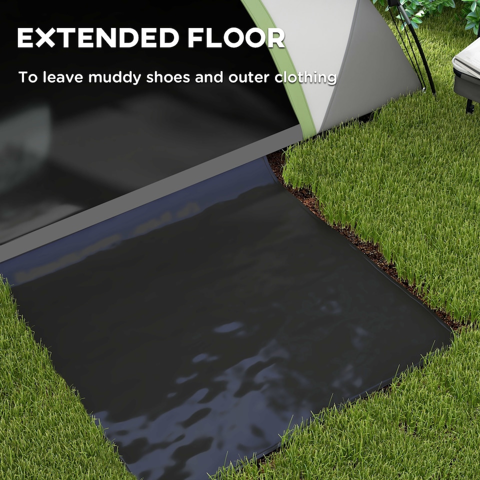 image 1 of Outsunny 3-4 Man Camping Tent withSewn-in Groundsheet, 3000mm Waterproof