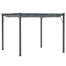 Outsunny 3 x 3m Pergola with Retractable Roof Canopy, Aluminium Frame Garden Gazebo Outdoor Sun Shade Shelter for Grill, Patio, Dark Grey