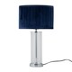 image 1 of Aura - Chrome Table Lamp with Navy Blue Pleated Velvet Shade Chrome | Blue
