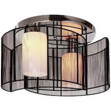 HOMCOM Modern Chandelier, SemiFlush Mount Ceiling Light with 2 Light, E27 Bulb Base for Hallway, Dining Room, Living Room, White and Black