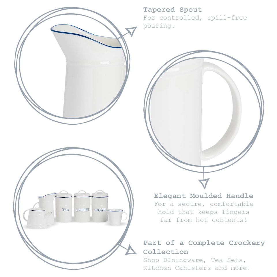 image 1 of Nicola Spring White Farmhouse Water Jug - 1 Litre