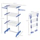 image 5 of HOMCOM 3-Tier Clothes Airer, Stainless Steel Foldable Clothes Drying Rack with Wheels and Wings, Indoor and Outdoor, Easy Assembly, 142 x 55 x 152cm, Blue