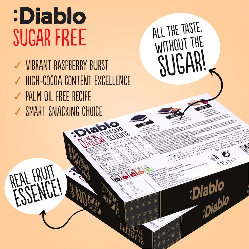 image 1 of Diablo No Added Sugar Chocolate Delights Selection Box 115g