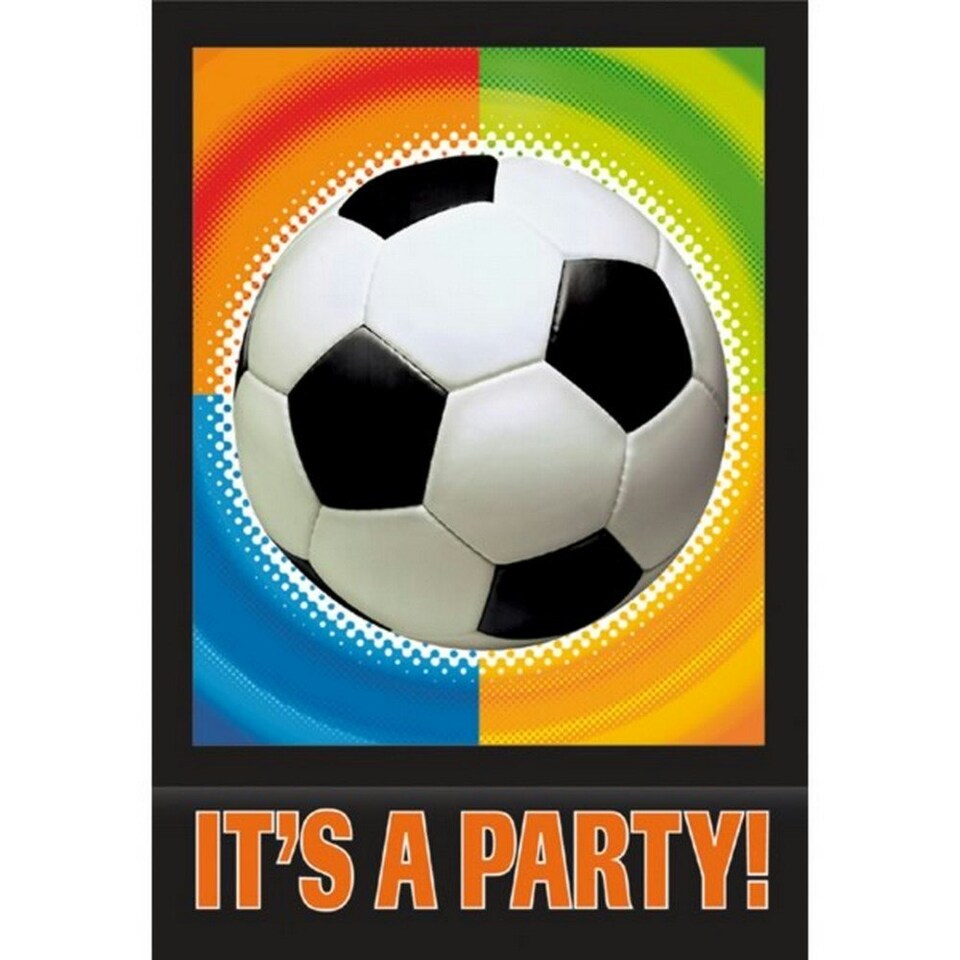 Amscan Invites - Championship Soccer - Black/Orange/Green/Blue - One Size