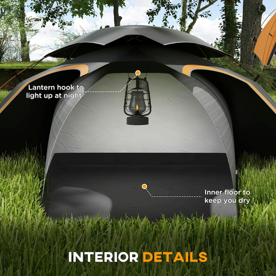 image 1 of Outsunny Camping Tent Dome Tent with Removable Rainfly for 1-2 Man, Grey