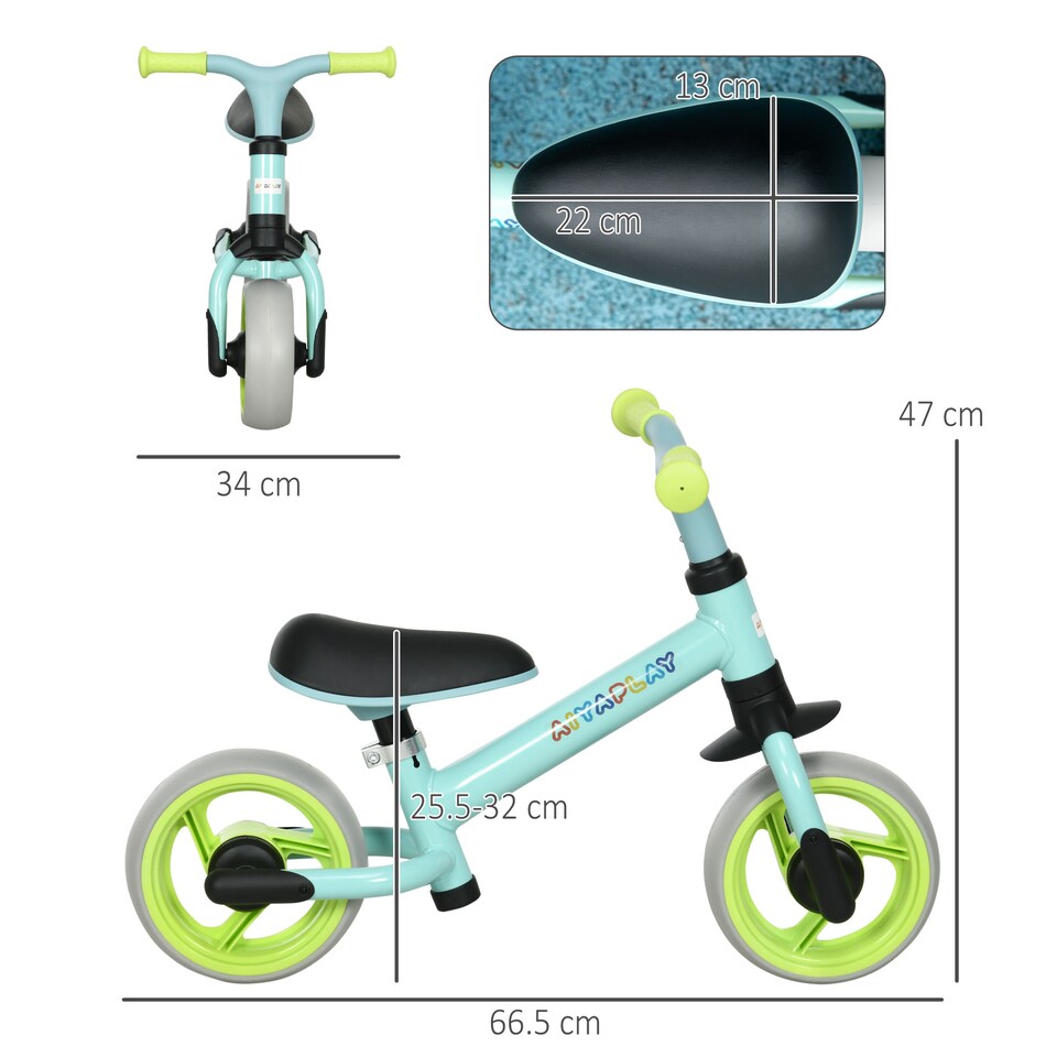 image 1 of AIYAPLAY 8 Baby Balance Bike with Adjustable Seat, Lightweight Training Bike for Children with EVA Wheels, Easy Installation, No Pedals, for Ages 18-48 Months - Green