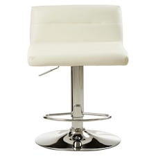 Interiors By Premier Sleek White Seat Bar Stool With Chrome Base, Comfortable Bar Chair, Adjustable Height Modern Bar Stool