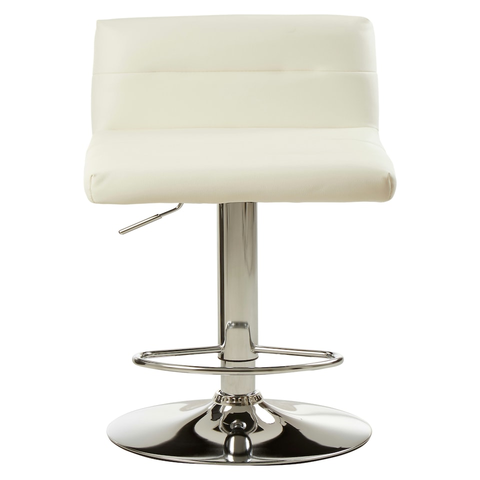 image 1 of Interiors By Premier Sleek White Seat Bar Stool With Chrome Base, Comfortable Bar Chair, Adjustable Height Modern Bar Stool