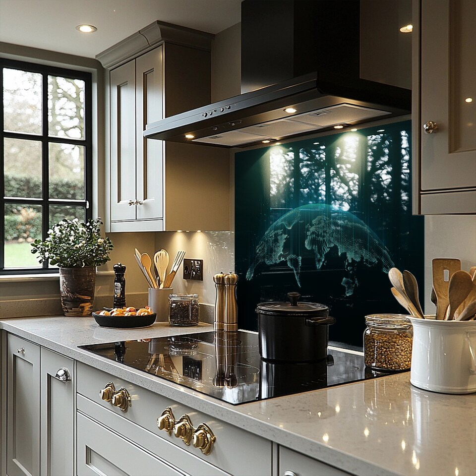 image 1 of Map Of The Planet Splash Back | White