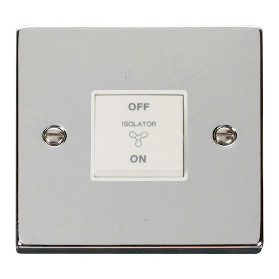 SE HOME Polished Chrome 10A 3 Pole Fan Isolation Switch White | Polished Chrome