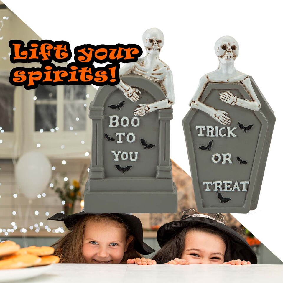image 1 of PMS Halloween Tombstone Skeletons 2 Pack - Grey