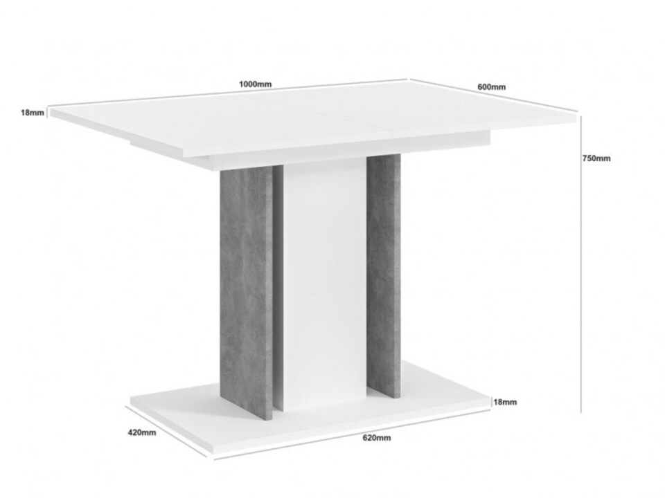 image 1 of Small Dining Table Extending Space Saving Slim Compact Kitchen Table in Thin Skinny Grey White Design Wren