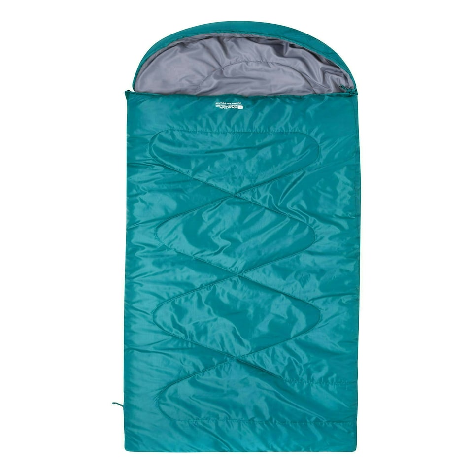 image 1 of Mountain Warehouse Summit 250 Square Sleeping Bag Insulated Two Way Zip Camp Bed Right Handed Zip - Long length (215cm) Blue
