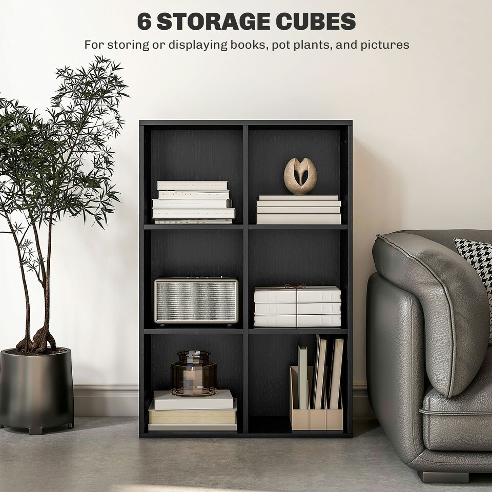 image 1 of HOMCOM Cubic Cabinet Bookcase Storage Shelves for Home Office, Black