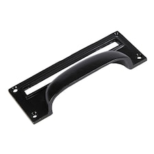 Hammer & Tongs Filing Cabinet Drawer Pull with Card Frame - W130mm x H50mm - Black Black