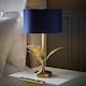 image 2 of ValueLights Christina Gold Palm Leaf Table Lamp Navy Velvet Gold Shade and Bulb