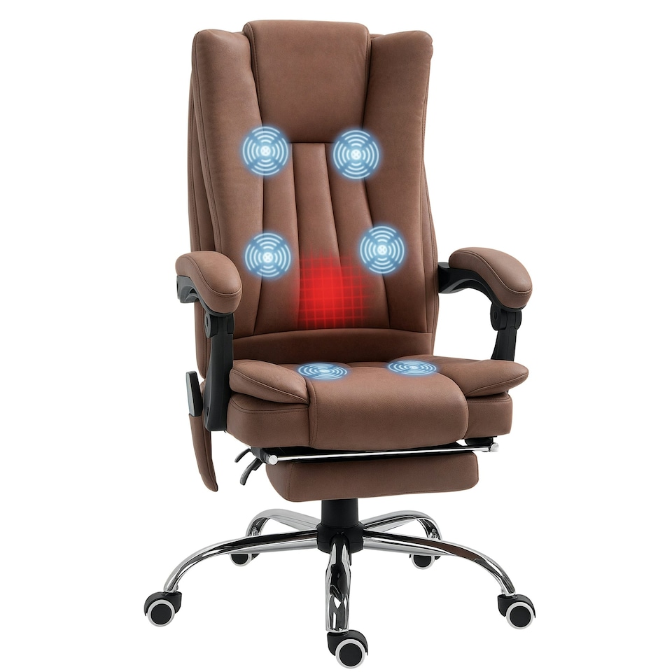 image 1 of Vinsetto High Back Office Chair with Vibration Massage and Heat, Brown