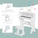 image 6 of HOMCOM 37 Keys Kids Piano Mini Electronic Keyboard Light Kids Musical Instrument Educational Game Children Grand Piano Toy Set w/Stool & Microphone & Music Stand (White) | White