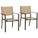 image 6 of Outsunny 2 PCs Dining Chairs, Stackable Design Aluminium Outdoor Armchairs Khaki