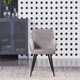 image 2 of Single Camden Modern Velvet Dining Chair with Armrests, Quilted Design & Black Metal Legs Grey | Light Grey