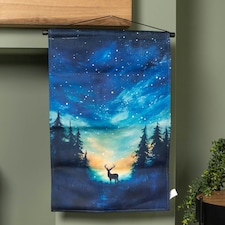 60cm x 40cm Battery Operated Light up Stag Fabric Hanging Christmas Banner
