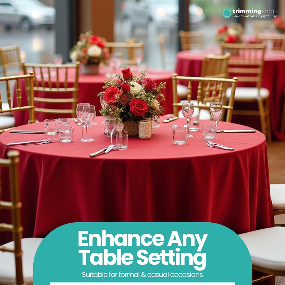 image 1 of Round Polyester Tablecloth, Premium Linen Table Cover - 70 Inch
