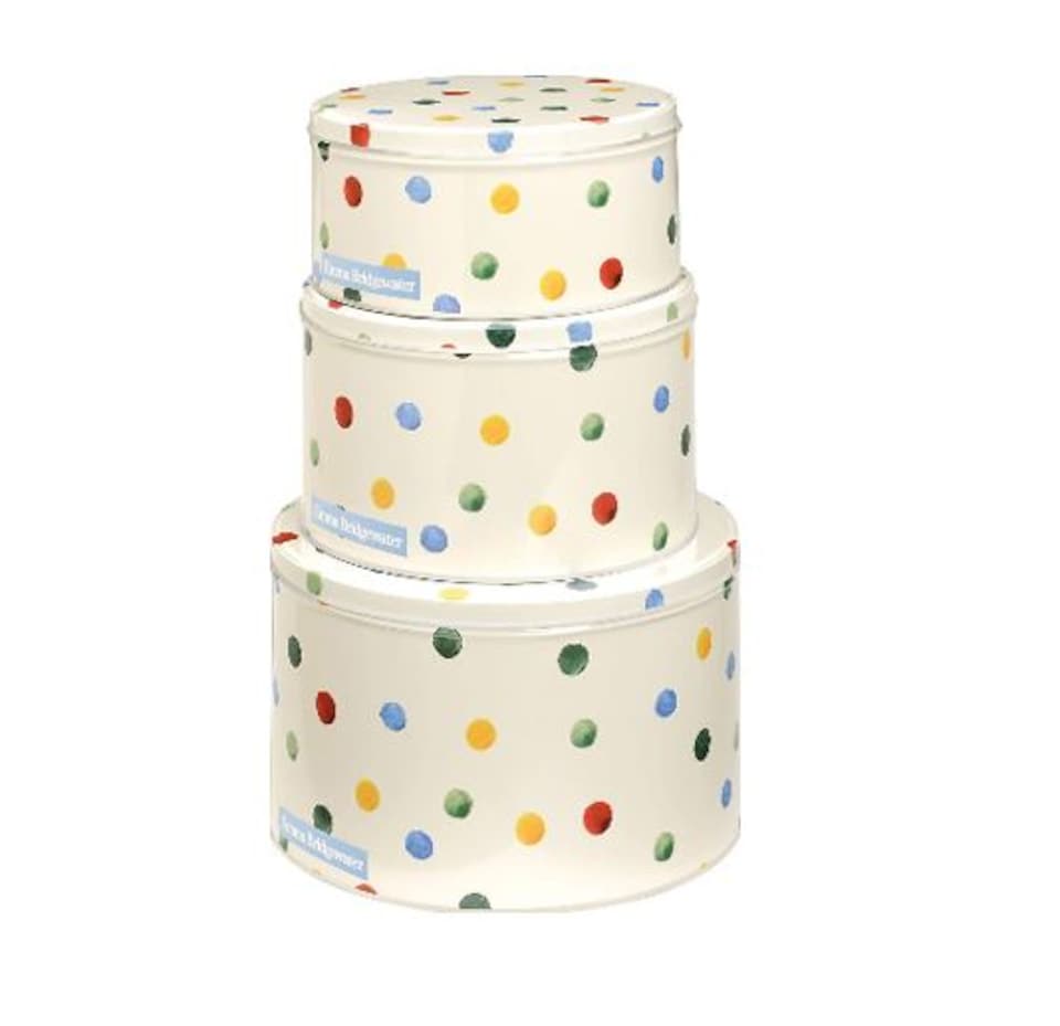 image 1 of Elite Tins Emma Bridgewater Polka Dots Set of 3 Round Cake Tins