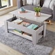 image 2 of Wooden Coffee Table With Lift Up Top Storage Area and Magazine Shelf | Grey