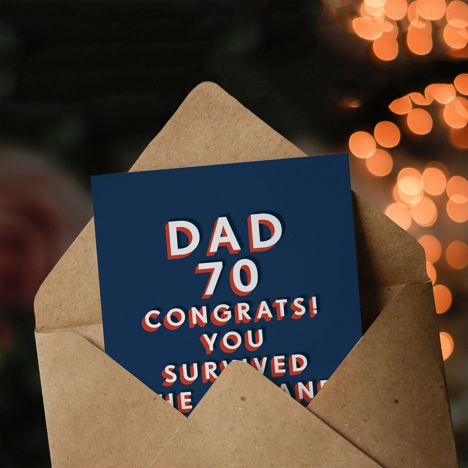 image 1 of 70 Year Old Seventy Congrats Survived 60s For Him Dad Father Funny 70th Birthday Card