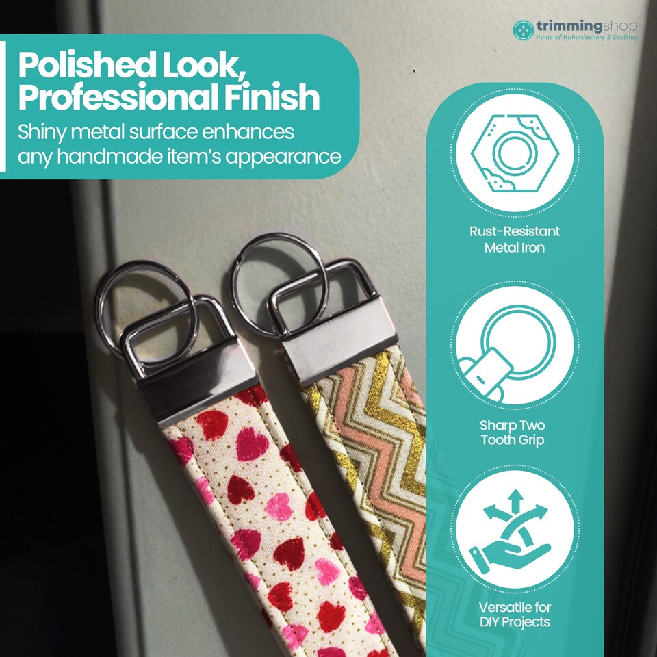 image 1 of 25mm Lanyard Keychain Hardware Fob Key Ring with Ring Clamps - 5pcs