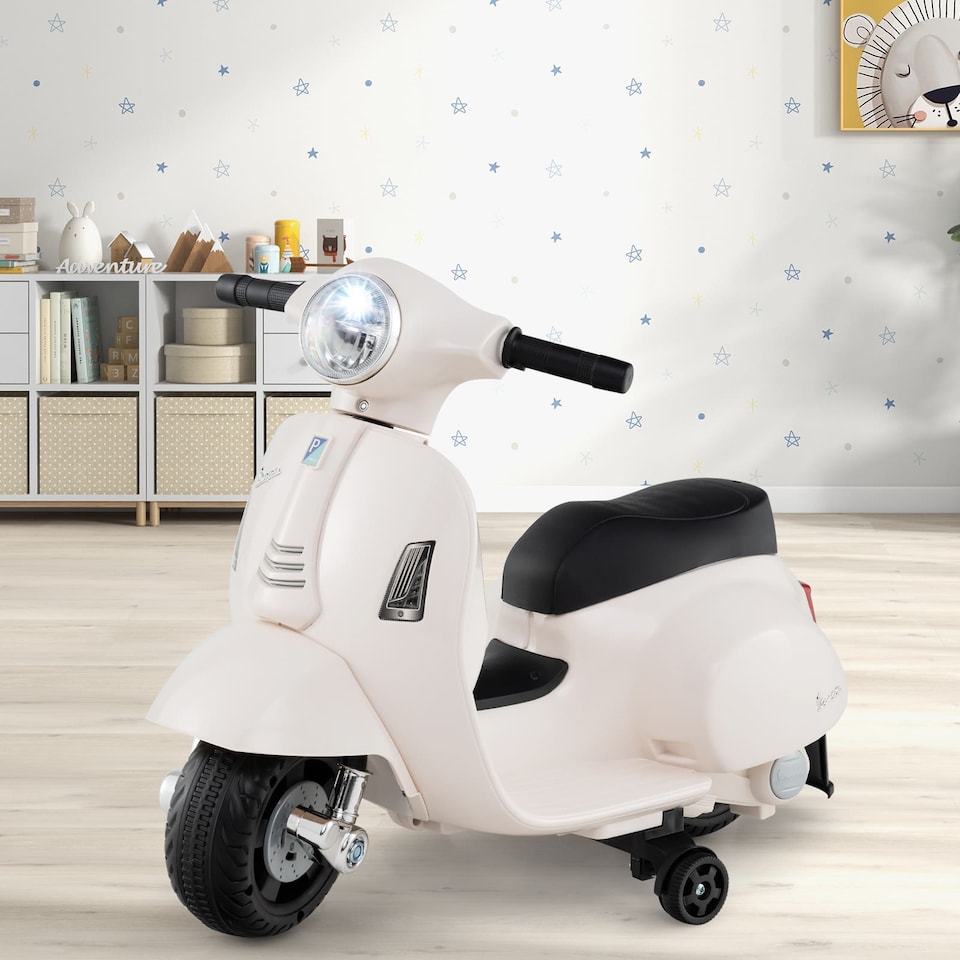 image 1 of COSTWAY Licensed Vespa Kids Ride on Motorcycle 6V White