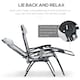 image 3 of Outsunny Zero Gravity Lounger Chair, Folding Reclining Patio Chair with Padded Seat, Cup Holder, Soft Cushion and Headrest for Poolside, Camping, Light Grey
