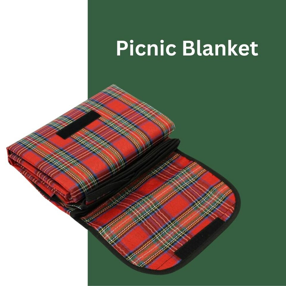 image 1 of Marco Paul Red Chequered Picnic Blanket 170cm Red