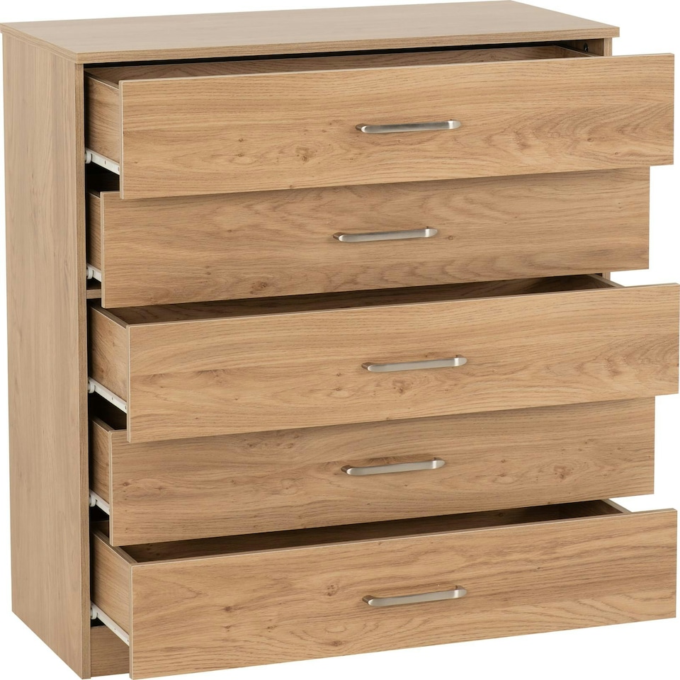 image 1 of Dakota 5 Drawer Chest Brown | Oak Effect