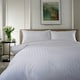 image 2 of 240 Thread Count Sateen Stripe White Duvet Cover Set - Loxley 100% Cotton Bedding with Piped Edge White | Super King