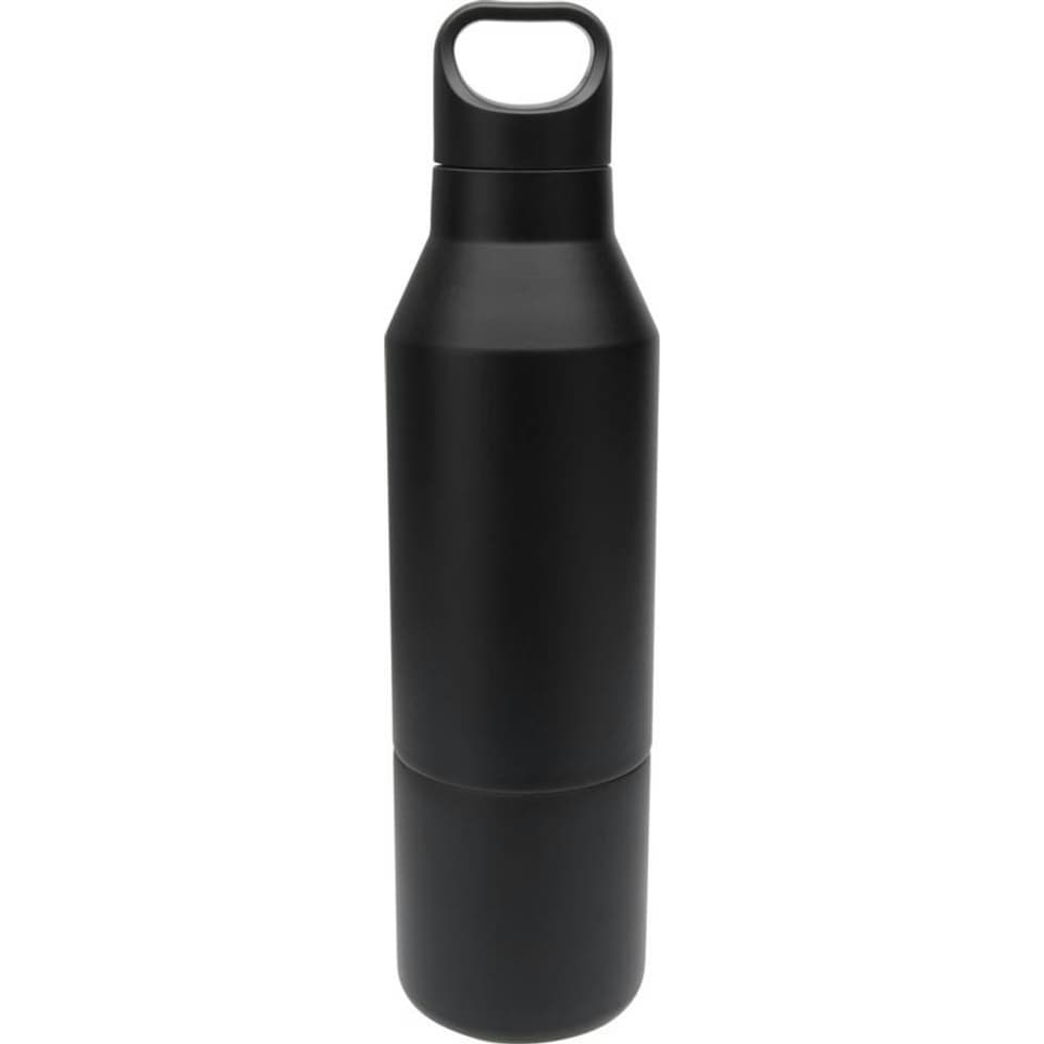 image 1 of Odessy Stainless Steel Recycled 600ml Insulated Water Bottle - Solid Black - One Size