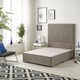 image 1 of Sunburst Divan Bed with 54'' Floor Standing Headboard Tweed Fabric | Brown | Coffee