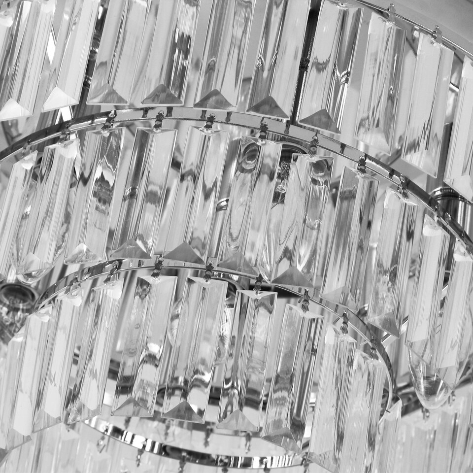 image 1 of HOMCOM Crystal Chandelier Flush Mount Ceilings Lighting Fixture for Living Room