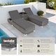 image 2 of Sun Lounger Set - 2 loungers, 1 side table, aluminium frame, adjustable backrest, rain cover | Grey | grey | 1