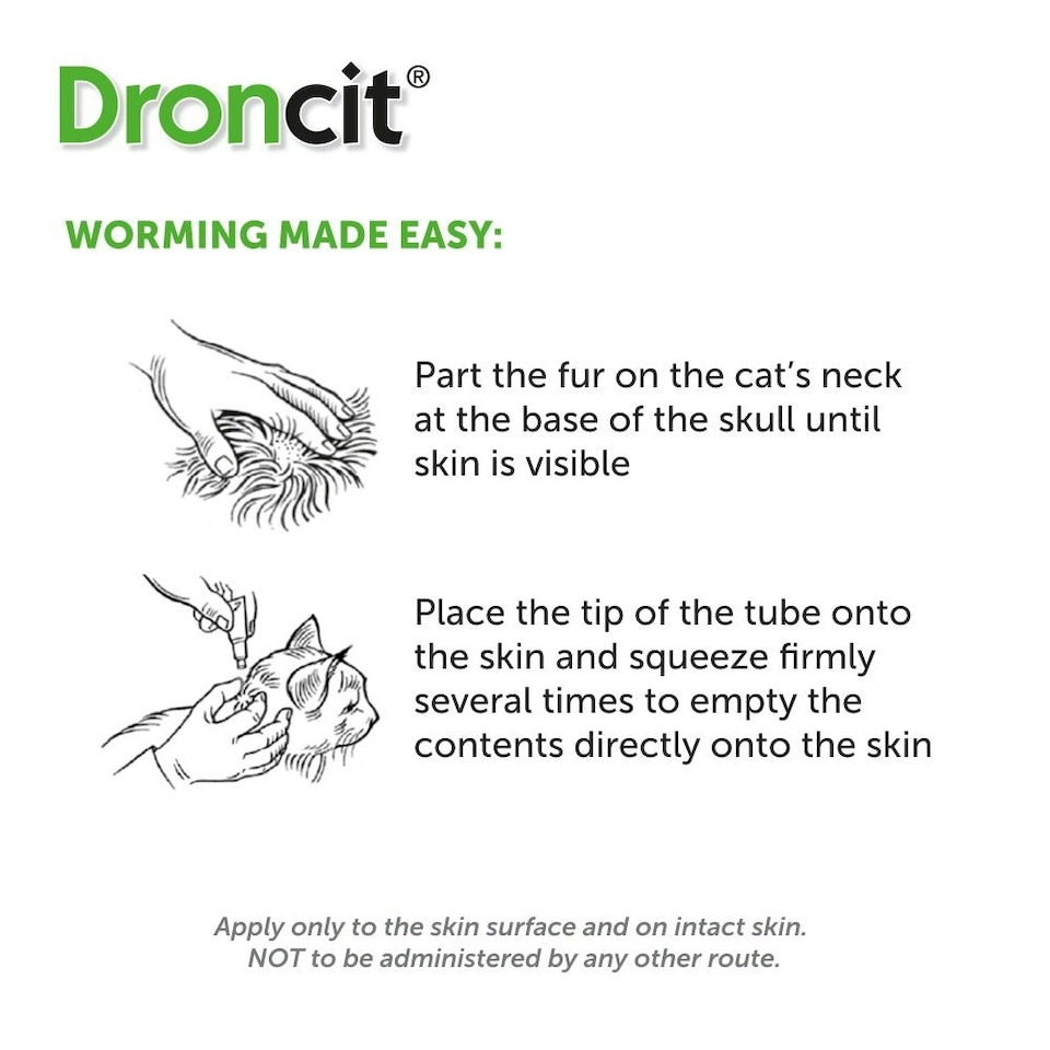image 1 of Droncit Spot-On Tapewormer for Cats (from 1kg), 4 tubes