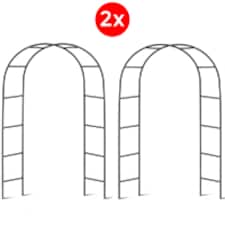 2X 2.4m Metal Garden Arch Heavy Duty Trellis Tubular Rose Climbing Plants Archway | Green | 2
