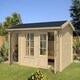 image 1 of Wrexham 2-Log Cabin, Wooden Garden Room, Timber Summerhouse, Home Office - L525 x W350.8 x H250.8 cm Brown