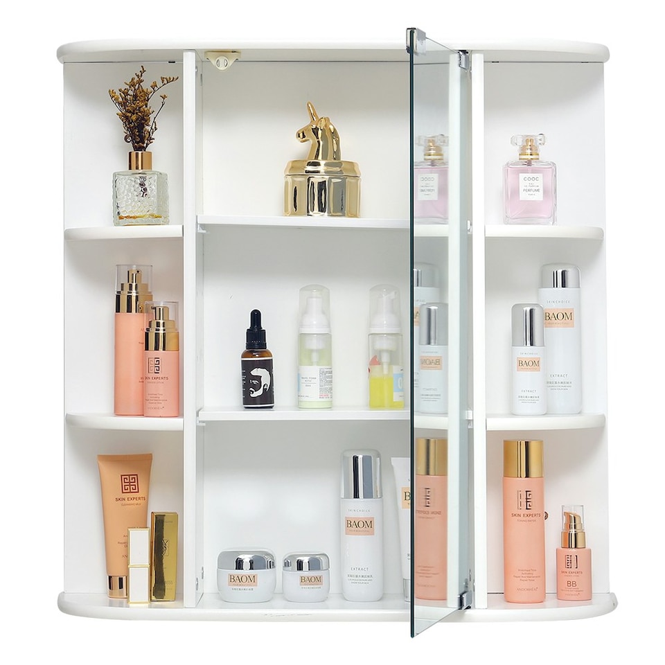 image 1 of Living and Home Wall Mount Bathroom Mirror Cabinet - White